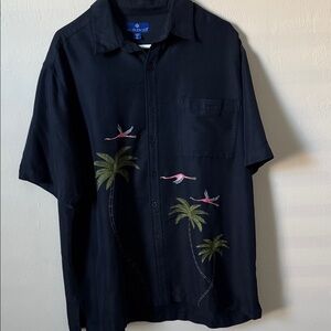 Weekenders Black Shirt with Tropical Embroidery
